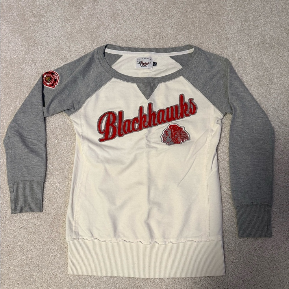 Chicago Blackhawks Gray and White Sweatshirt